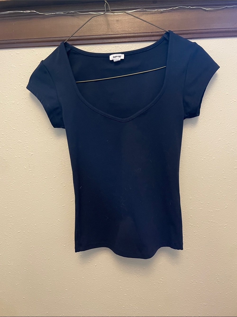 Garage Black Scoop Neck Short Sleeve Tee